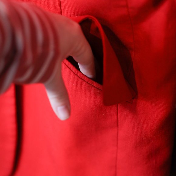 Petite Sophisticate Red 100% Wool Red Blazer Vintage Black Velour Collar Size 6 - Picture 5 of 7